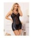 SUBBLIME - 954178 VESTIDO + TANGA CUERO NEGRO L/XL