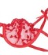 SUBBLIME - 954338 SUJETADOR + TANGA + LIGUEROS ESTAMPADO DE CORAZONES ROJO L/XL