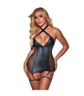 SUBBLIME - 954451 VESTIDO SEXY DE REJILLA CUERO NEGRO L/XL
