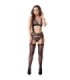 LIVCO CORSETTI FASHION - CELESTE LC 20246 SUJETADOR + LIGUERO + PANTY NEGRO S/M