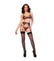 CHILIROSE - CR 4837 WILDCAT SET SUJETADOR + MEDIAS + TANGA LEOPARDO L