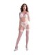 CHILIROSE - CR 4862 SET SUJETADOR, LIGUERO, TANGA Y MEDIAS DE ENCAJE BLANCO S