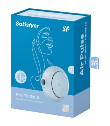 SATISFYER - PRO TO GO 3 ESTIMULADOR Y VIBRADOR DOBLE AZUL