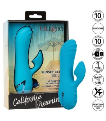 CALEXOTICS - SUNSET BEACH SEDUCER VIBRADOR Y ESTIMULADOR 10 FUNCIONES AZUL