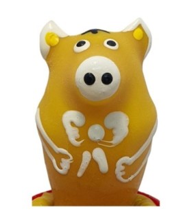 CONDOMERIE - PRESERVATIVO DECORATIVO PINTADO A MANO CERDO SENTADO AMARILLO