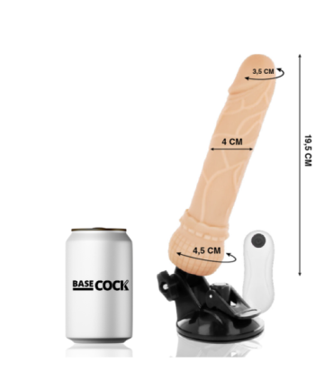 BASECOCK - VIBRADOR REALÍSTICO CONTROL REMOTO NATURAL 19.5 CM -O- 4 CM