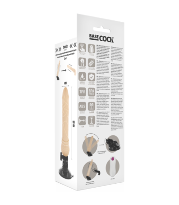 BASECOCK - VIBRADOR REALÍSTICO CONTROL REMOTO NATURAL 19.5 CM -O- 4 CM
