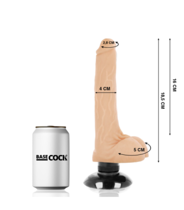BASECOCK - VIBRADOR REALÍSTICO 2-1 NATURAL 18.5 CM -O- 4 CM