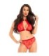 LEG AVENUE - SET DOS PIEZAS PANTIES Y TOP CUELLO HALTER ROJO M/L
