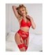 SUBBLIME - 955250 SET SUJETADOR CON LIGUERO BONDAGE ROJO S/M