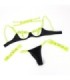SUBBLIME - 955274 SET SUJETADOR CON COLLAR Y DETALLES PARA PIERNAS VERDE FLUORESCENTE S/M