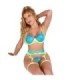 SUBBLIME - 955311 SET SUJETADOR CON ENCAJE Y LIGUEROS VERDE Y AZUL S/M