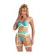SUBBLIME - 955311 SET SUJETADOR CON ENCAJE Y LIGUEROS VERDE Y AZUL S/M