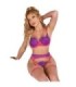 SUBBLIME - 955366 SET SUJETADOR CON ENCAJE Y LIGUEROS ROSA Y MORADO L/XL