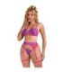 SUBBLIME - 955366 SET SUJETADOR CON ENCAJE Y LIGUEROS ROSA Y MORADO L/XL