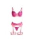 SUBBLIME - 955366 SET SUJETADOR CON ENCAJE Y LIGUEROS ROSA Y MORADO L/XL