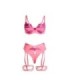 SUBBLIME - 955366 SET SUJETADOR CON ENCAJE Y LIGUEROS ROSA Y MORADO L/XL