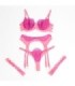 SUBBLIME - 955366 SET SUJETADOR CON ENCAJE Y LIGUEROS ROSA Y MORADO L/XL