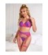 SUBBLIME - 955366 SET SUJETADOR CON ENCAJE Y LIGUEROS ROSA Y MORADO L/XL