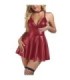 SUBBLIME - 955403 VESTIDO CON TIRANTES DE CUERO BURDEOS L/XL