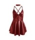 SUBBLIME - 955403 VESTIDO CON TIRANTES DE CUERO BURDEOS L/XL