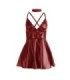 SUBBLIME - 955403 VESTIDO CON TIRANTES DE CUERO BURDEOS L/XL