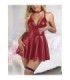 SUBBLIME - 955403 VESTIDO CON TIRANTES DE CUERO BURDEOS L/XL
