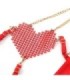 SUBBLIME - 955526 CONJUNTO SUJETADOR CON CADENAS Y CORAZÓN DE MALLA ROJO L/XL