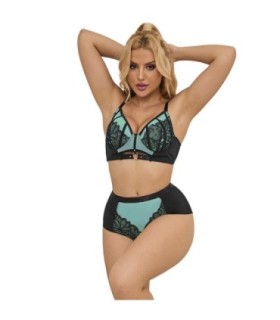 SUBBLIME - 955557 CONJUNTO SUJETADOR CON CREMALLERA DE MALLA DE CHAROL VERDE S/M