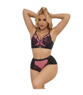 SUBBLIME - 955588 CONJUNTO SUJETADOR CON CREMALLERA DE MALLA DE CHAROL ROSA L/XL
