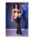 CHILIROSE - CR 4851 SET TOP NEGRO Y LEGGINS CON COMPLEMENTOS DORADOS S