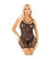 LEG AVENUE - MINI VESTIDO CON ENCAJE DE CORAZONES NEGRO