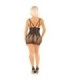 LEG AVENUE - MINI VESTIDO CON ENCAJE DE CORAZONES NEGRO