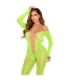 LEG AVENUE - BODYSTOCKING SIN ENTREPIERNA DE ENCAJE DE SERPIENTE EXÓTICA VERDE NEÓN