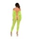 LEG AVENUE - BODYSTOCKING SIN ENTREPIERNA DE ENCAJE DE SERPIENTE EXÓTICA VERDE NEÓN