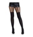 LEG AVENUE - MALLAS EFECTO LIGUERO CON DETALLE DE ENCAJE NEGRO