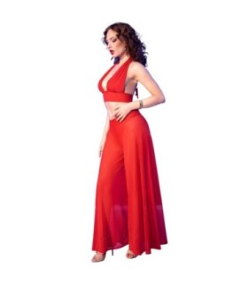 CHILIROSE - CR  4857 SET TOP Y PANTALONES ROJO TALLA L