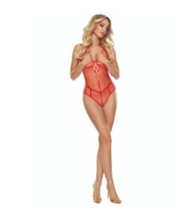 PASSION - BS114 BODYSTOCKING REJILLA ROJO