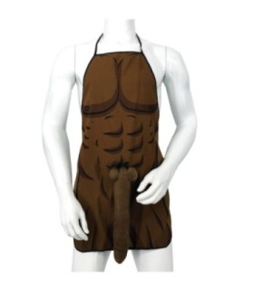 DIABLO PICANTE - DELANTAL CON PENE 3D MUSCULOSO Y ATREVIDO MULATO
