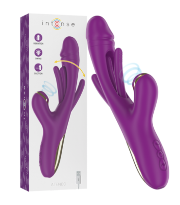 INTENSE - ATENEO VIBRADOR MULTIFUNCIÓN RECARGABLE 7 VIBRACIÓNES CON LENGUA OSCILANTE Y SUCCIONADOR MORADO
