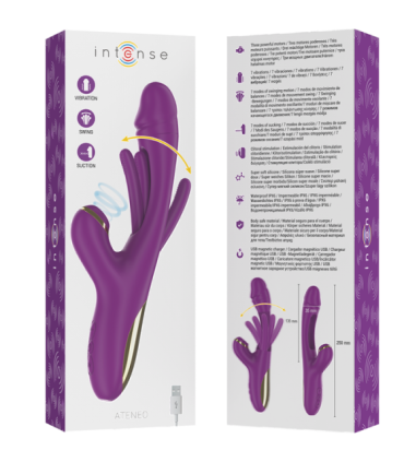 INTENSE - ATENEO VIBRADOR MULTIFUNCIÓN RECARGABLE 7 VIBRACIÓNES CON LENGUA OSCILANTE Y SUCCIONADOR MORADO