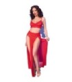 CHILIROSE - CR 4850 SET TOP ROJO Y LEGGINS CON COMPLEMENTOS DORADOS XL