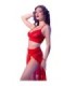 CHILIROSE - CR 4850 SET TOP ROJO Y LEGGINS CON COMPLEMENTOS DORADOS XL