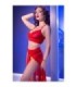 CHILIROSE - CR 4850 SET TOP ROJO Y LEGGINS CON COMPLEMENTOS DORADOS XL