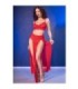 CHILIROSE - CR 4850 SET TOP ROJO Y LEGGINS CON COMPLEMENTOS DORADOS XL