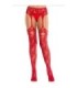 LEG AVENUE - MEDIAS DE ENCAJE CON LIGAS ROJO
