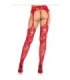 LEG AVENUE - MEDIAS DE ENCAJE CON LIGAS ROJO