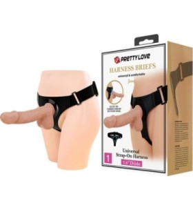 PRETTY LOVE - HARNESS BRIEFS ARNÉS UNIVERSAL CON DILDO JERRY 21.8 CM NATURAL