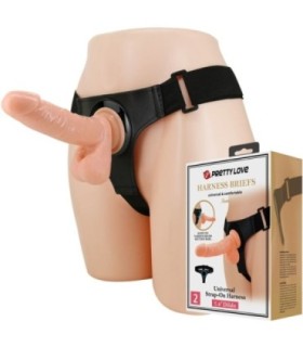 PRETTY LOVE - HARNESS BRIEFS ARNÉS UNIVERSAL CON DILDO TOM 20 CM NATURAL