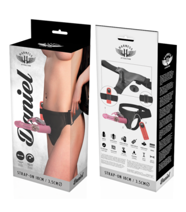 HARNESS ATTRACTION - ARNÉS  DANIEL CON VIBRACIÓN Y ROTACIÓN 18 CM -O- 3.5 CM